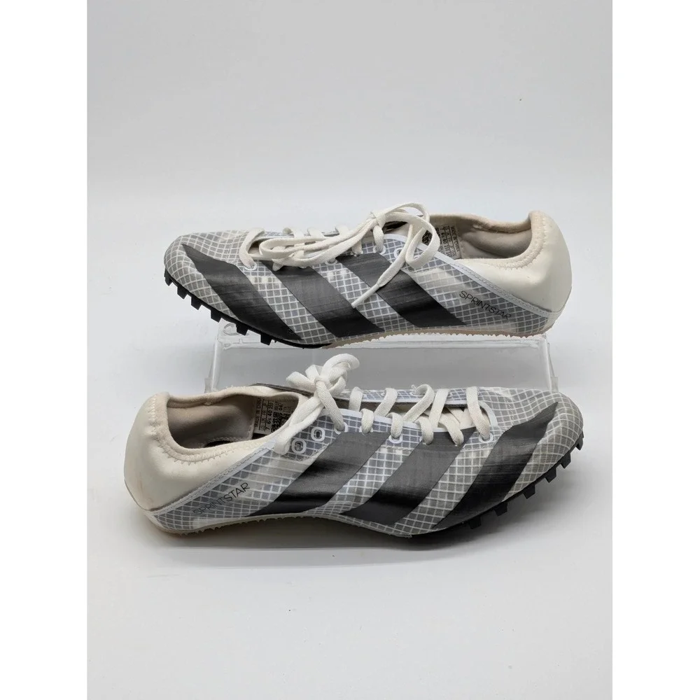 Adidas Sprintstar Track Spikes White Gray Sprint Running Shoes Men's 7